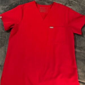 Figs Catarina Scrub Top, Medium, Winning Red Color